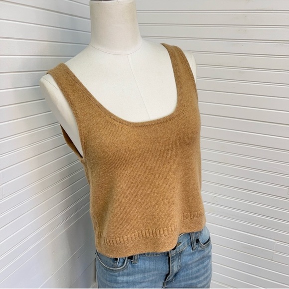 Tan Knit Sleeveless Crop Top - Picture 1 of 4